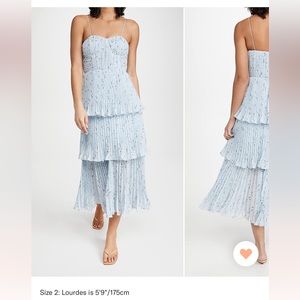 Self Portrait Metallic Floral Tiered Midi Bustier Dress Size 0